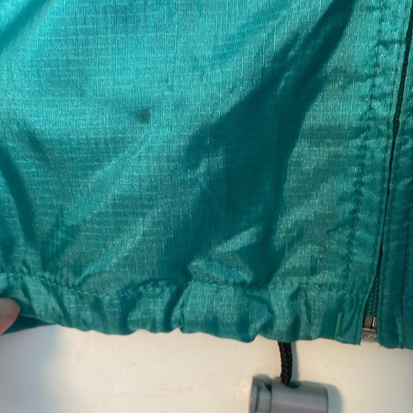 Eddie Bauer Vintage Windbreaker Rain Jacket Hidden Hood Size L Teal Vented - Picture 6 of 8
